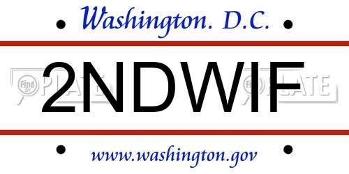 2NDWIF District Of Columbia License Plate