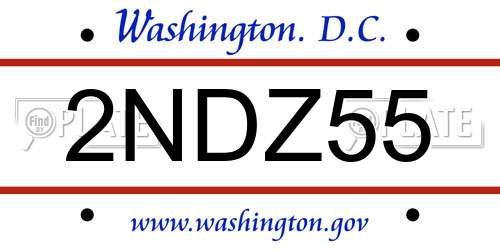 2NDZ55 District Of Columbia License Plate