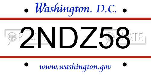 2NDZ58 District Of Columbia License Plate