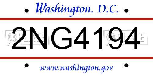 2NG4194 District Of Columbia License Plate