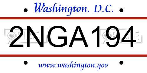 2NGA194 District Of Columbia License Plate