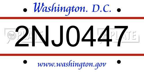 2NJ0447 District Of Columbia License Plate