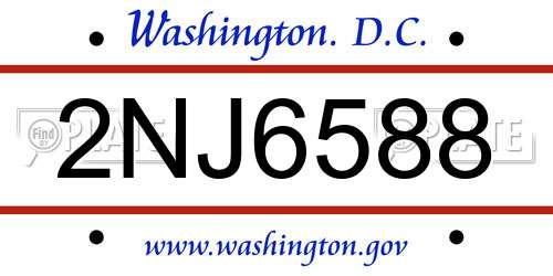 2NJ6588 District Of Columbia License Plate