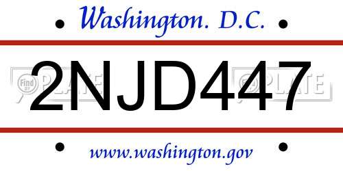 2NJD447 District Of Columbia License Plate
