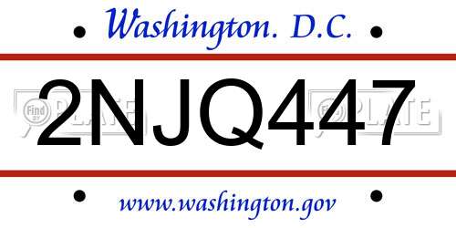 2NJQ447 District Of Columbia License Plate