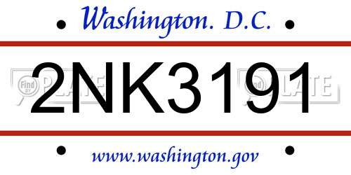 2NK3191 District Of Columbia License Plate
