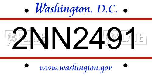 2NN2491 District Of Columbia License Plate