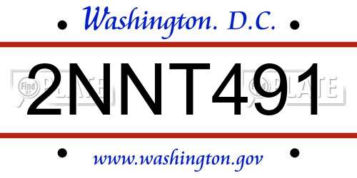 2NNT491 District Of Columbia License Plate