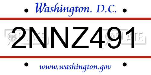 2NNZ491 District Of Columbia License Plate