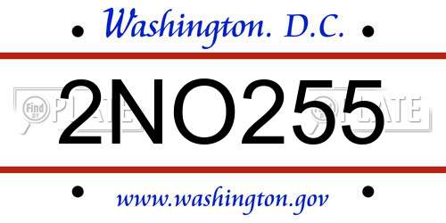 2NO255 District Of Columbia License Plate