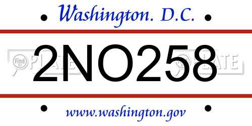 2NO258 District Of Columbia License Plate