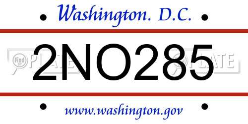 2NO285 District Of Columbia License Plate