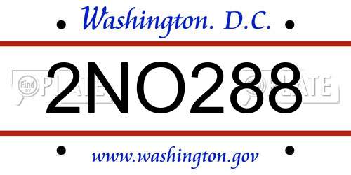 2NO288 District Of Columbia License Plate