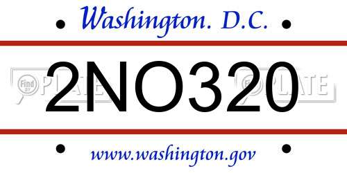 2NO320 District Of Columbia License Plate