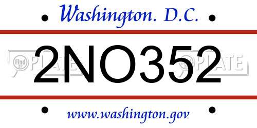 2NO352 District Of Columbia License Plate