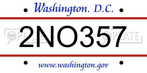 2NO357 District Of Columbia License Plate