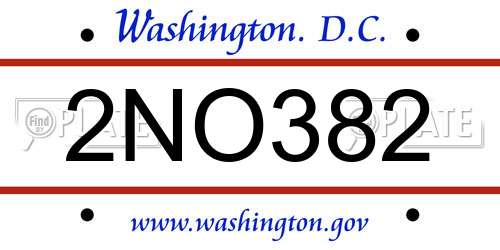 2NO382 District Of Columbia License Plate