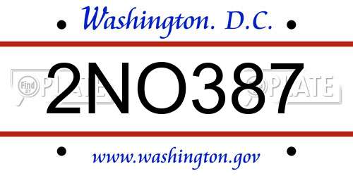 2NO387 District Of Columbia License Plate