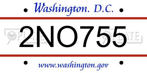 2NO755 District Of Columbia License Plate