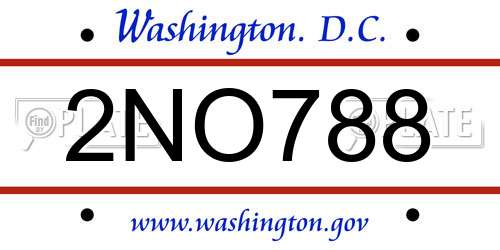 2NO788 District Of Columbia License Plate