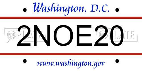 2NOE20 District Of Columbia License Plate