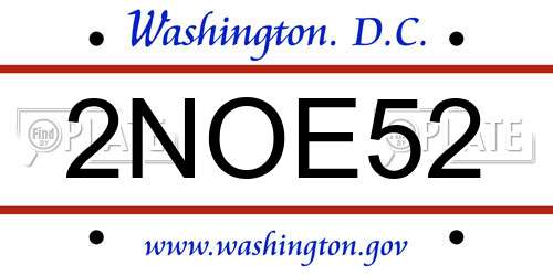 2NOE52 District Of Columbia License Plate