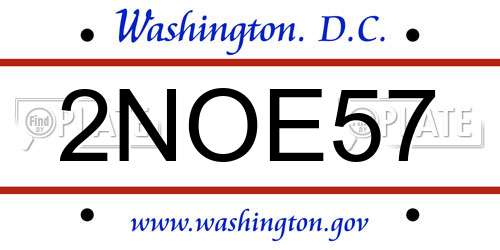 2NOE57 District Of Columbia License Plate