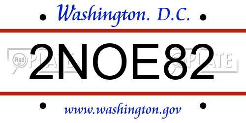 2NOE82 District Of Columbia License Plate