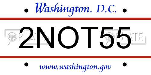2NOT55 District Of Columbia License Plate
