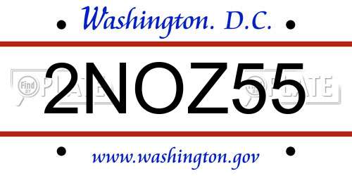 2NOZ55 District Of Columbia License Plate