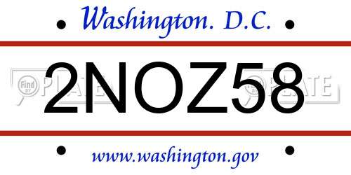 2NOZ58 District Of Columbia License Plate