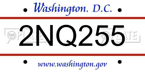 2NQ255 District Of Columbia License Plate