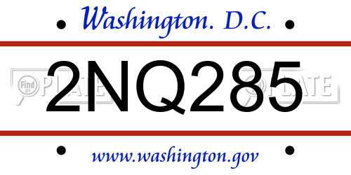 2NQ285 District Of Columbia License Plate