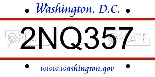 2NQ357 District Of Columbia License Plate