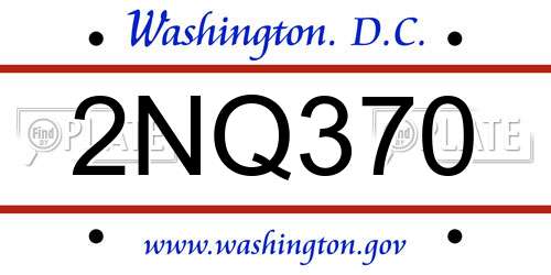 2NQ370 District Of Columbia License Plate