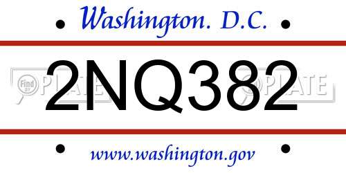 2NQ382 District Of Columbia License Plate