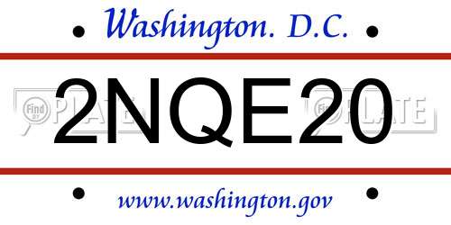 2NQE20 District Of Columbia License Plate