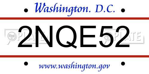 2NQE52 District Of Columbia License Plate