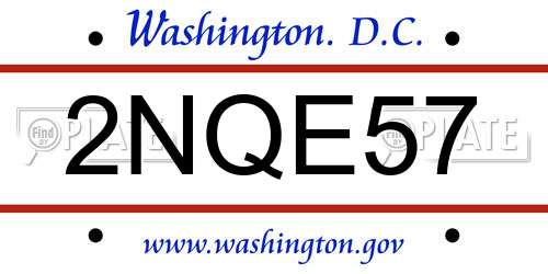 2NQE57 District Of Columbia License Plate