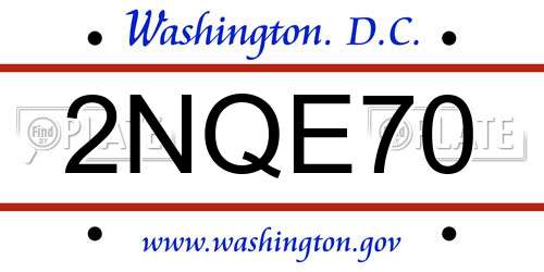 2NQE70 District Of Columbia License Plate