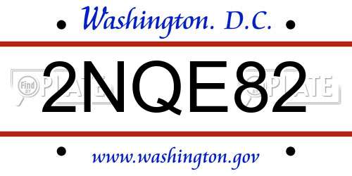2NQE82 District Of Columbia License Plate