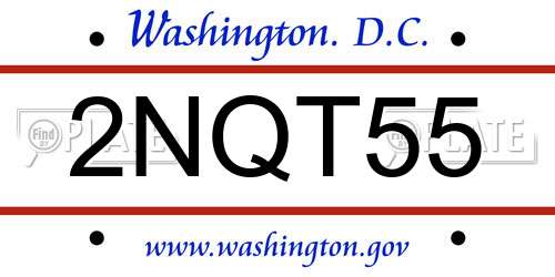 2NQT55 District Of Columbia License Plate