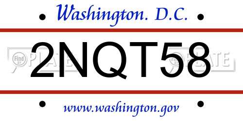 2NQT58 District Of Columbia License Plate