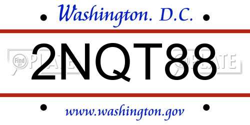 2NQT88 District Of Columbia License Plate