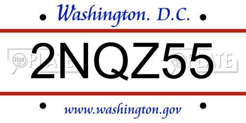 2NQZ55 District Of Columbia License Plate