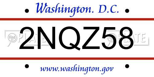 2NQZ58 District Of Columbia License Plate