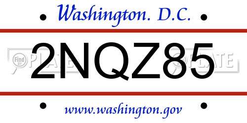 2NQZ85 District Of Columbia License Plate