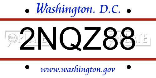 2NQZ88 District Of Columbia License Plate