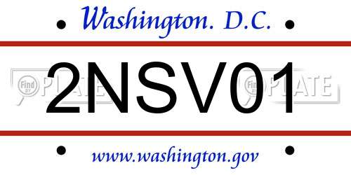 2NSV01 District Of Columbia License Plate