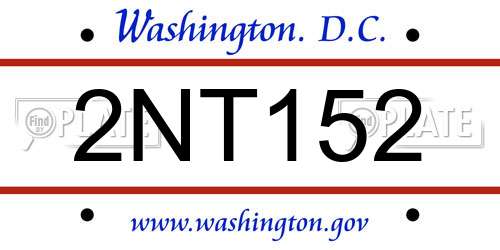 2NT152 District Of Columbia License Plate